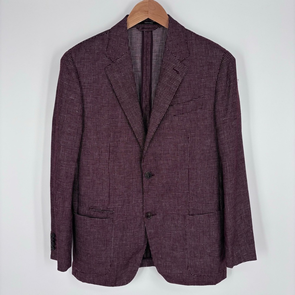 Ermenegildo Zegna Burgundy Silk Linen Wool Unstructured Sport Coat Sz 40R IT50